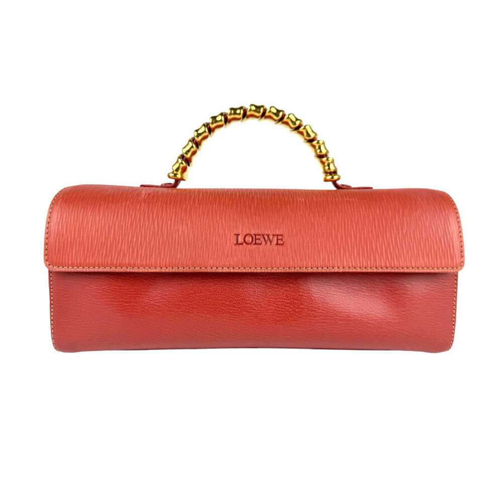 LOEWE handbag leather metal red brown gold
